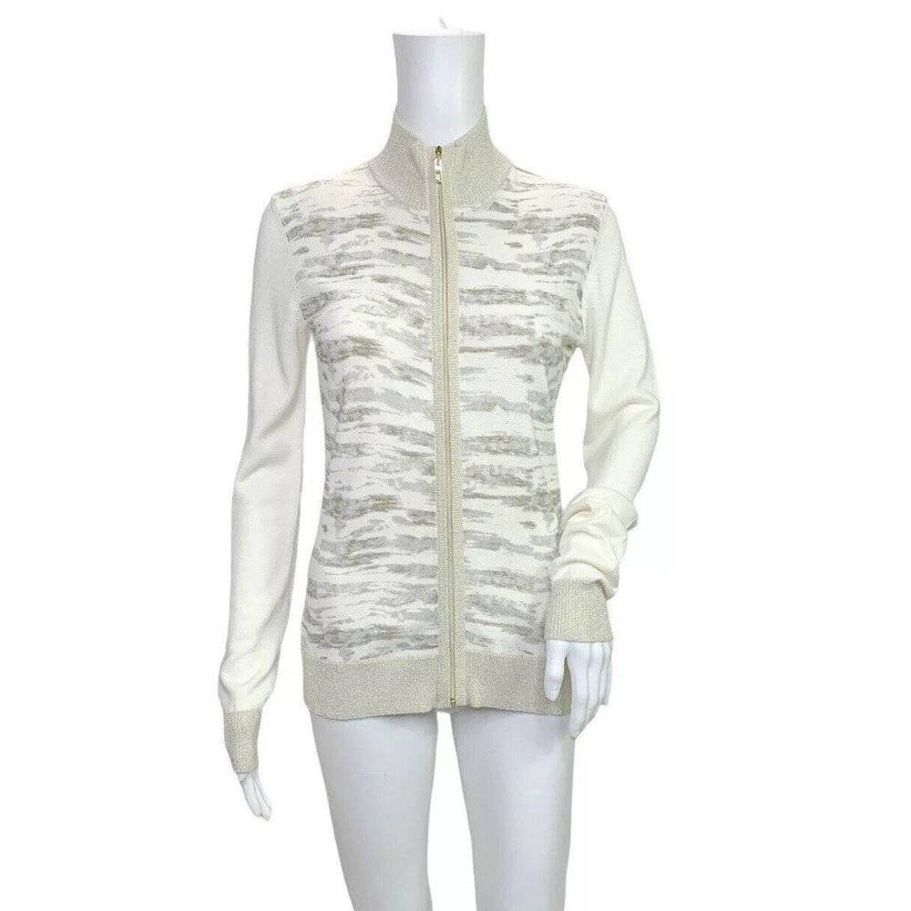 Tail Tech Beige Knit Zip Cardigan Sweater XS